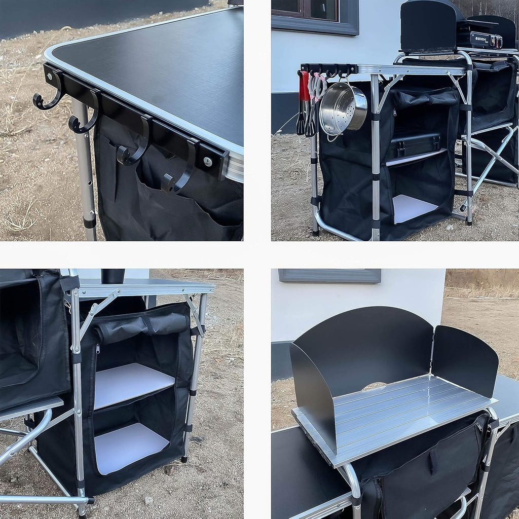 Multifunctional Aluminum Folding Camping Table with Storage Organizer M43982