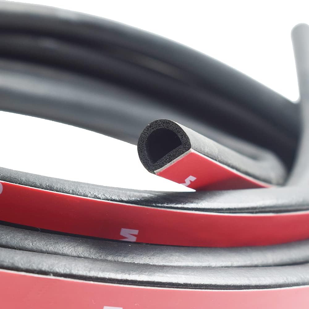 Universal D-Shape EPDM Rubber Door Seal Strip Self Adhesive 20 FT Pack of 2 H8316