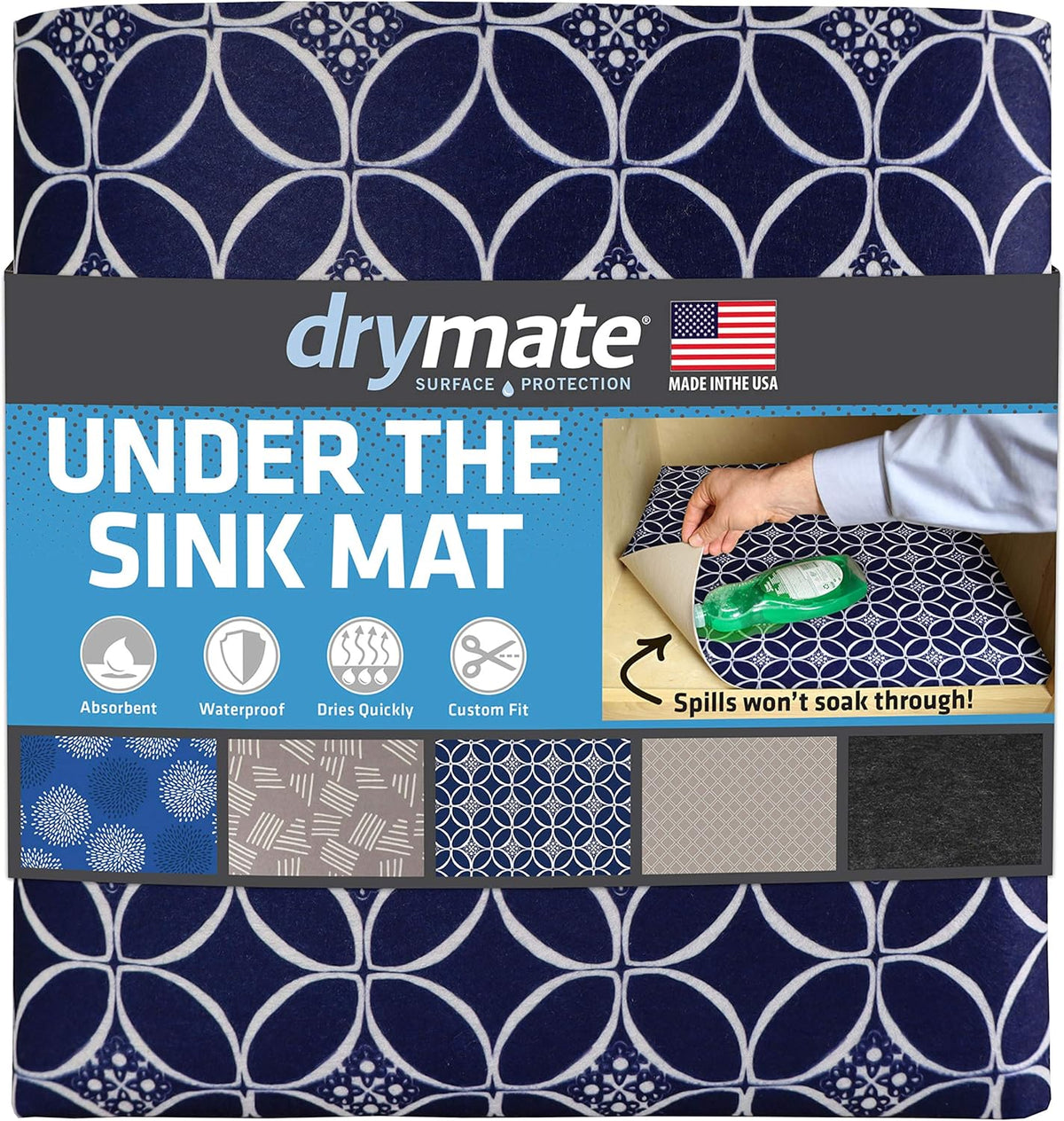 Under The Sink Mat, Cabinet Protection Mat, Shelf Liner - Absorbent Waterproof Slip-Resistant Machine Washable V349