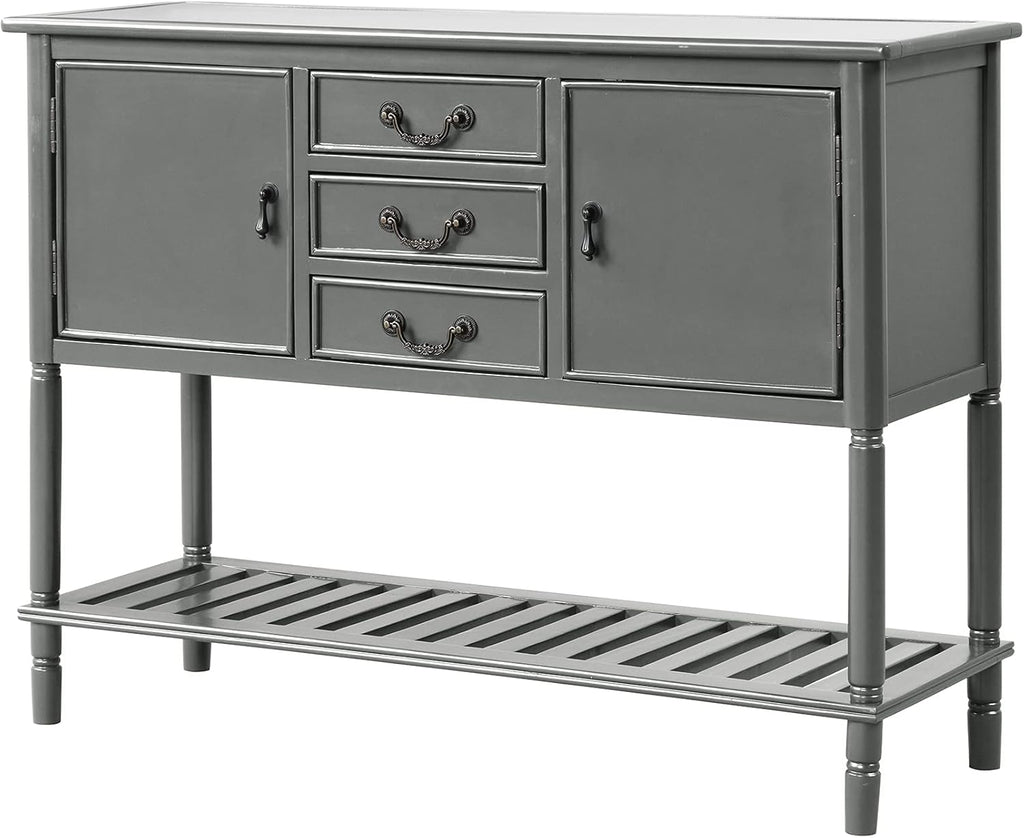 Solid Wood Console Table with 3 Drawers, 2 Cabinet and 1 Shelf F93453