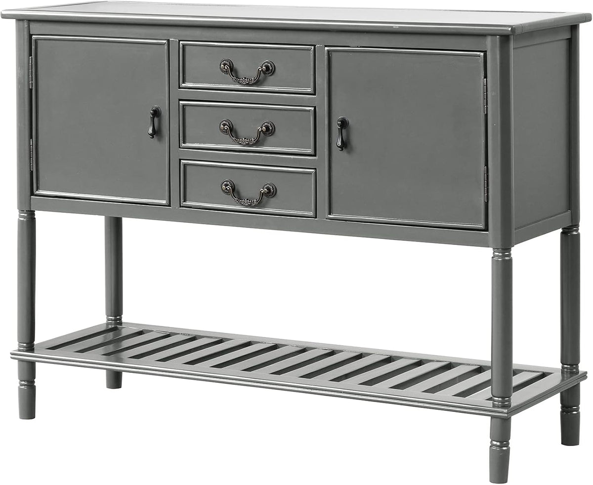 Solid Wood Console Table with 3 Drawers, 2 Cabinet and 1 Shelf F93453
