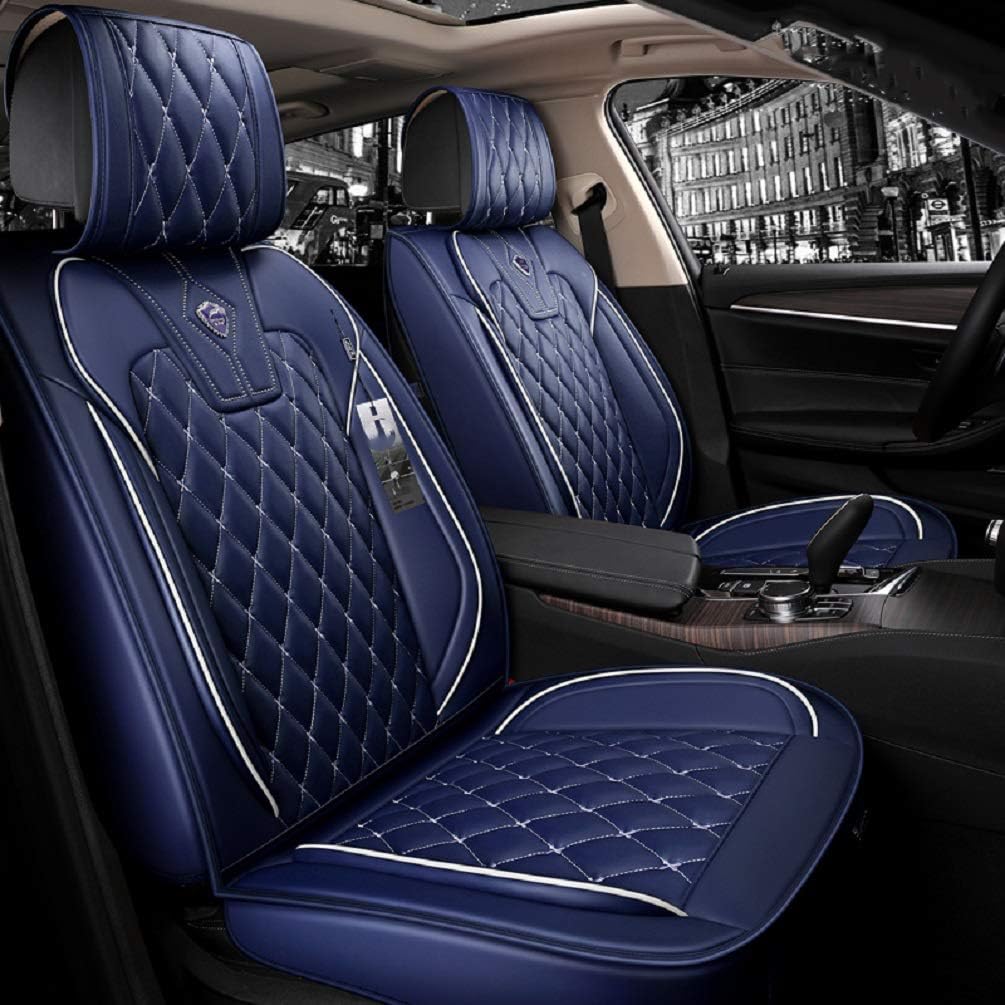 Blue PU Leather Car Seat Covers Full Set N99779