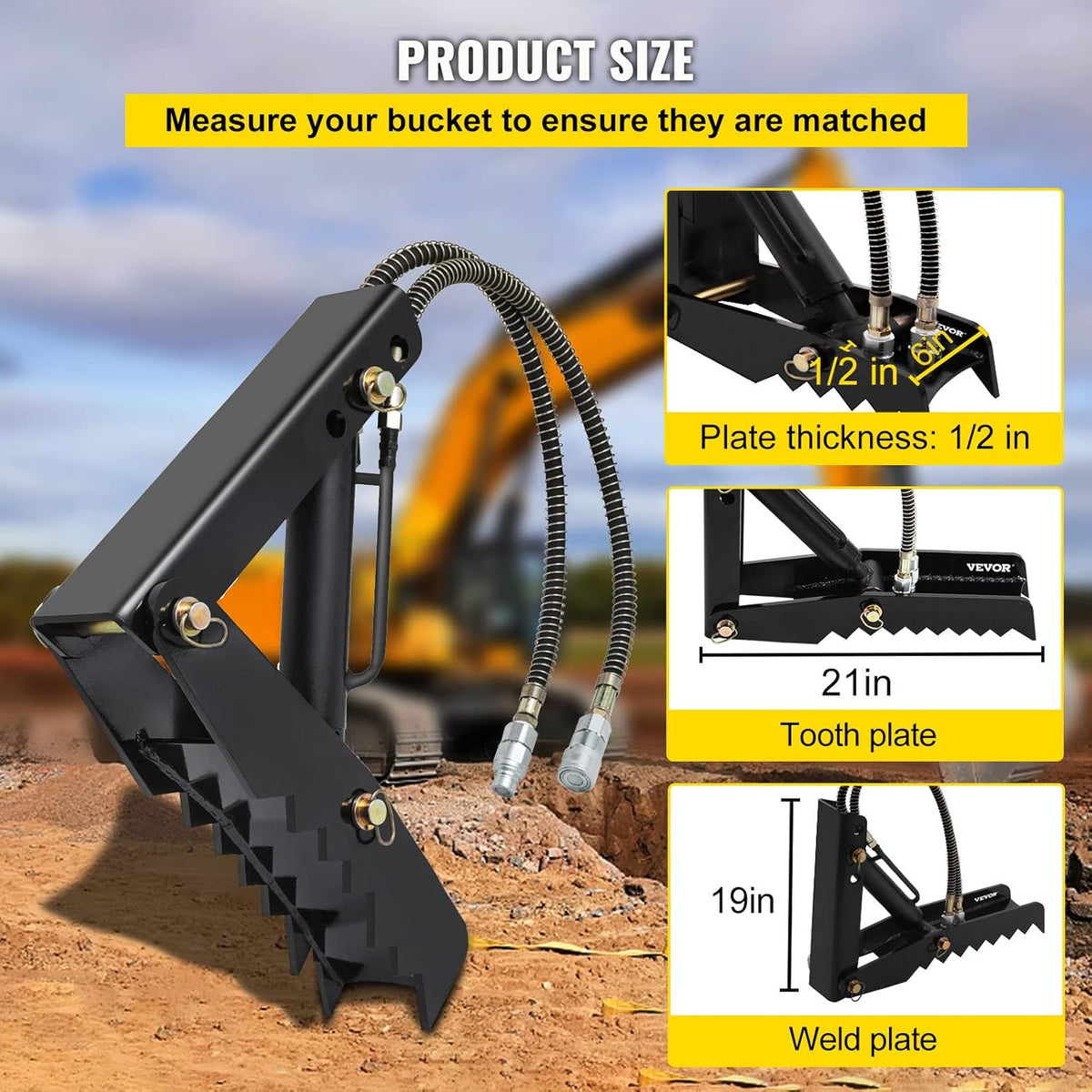 21 inch Hydraulic Backhoe Thumb Attachment with Cylinder N37013