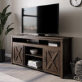 Wood TV Stand with Open Shelves and Cabinets D4426