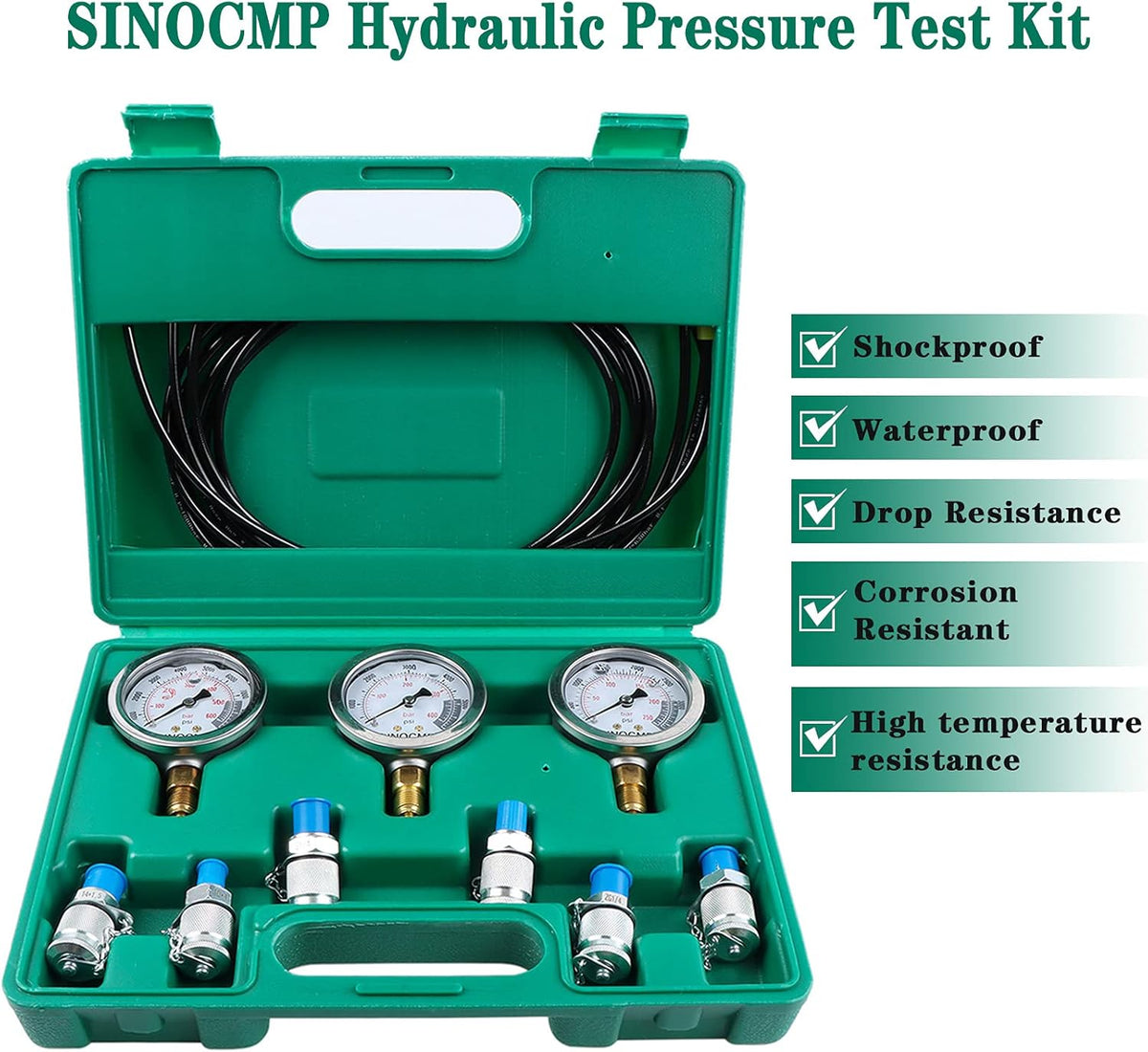 Hydraulic Pressure Gauge Kit Stainless Steel Test Gauge Kit Q847613