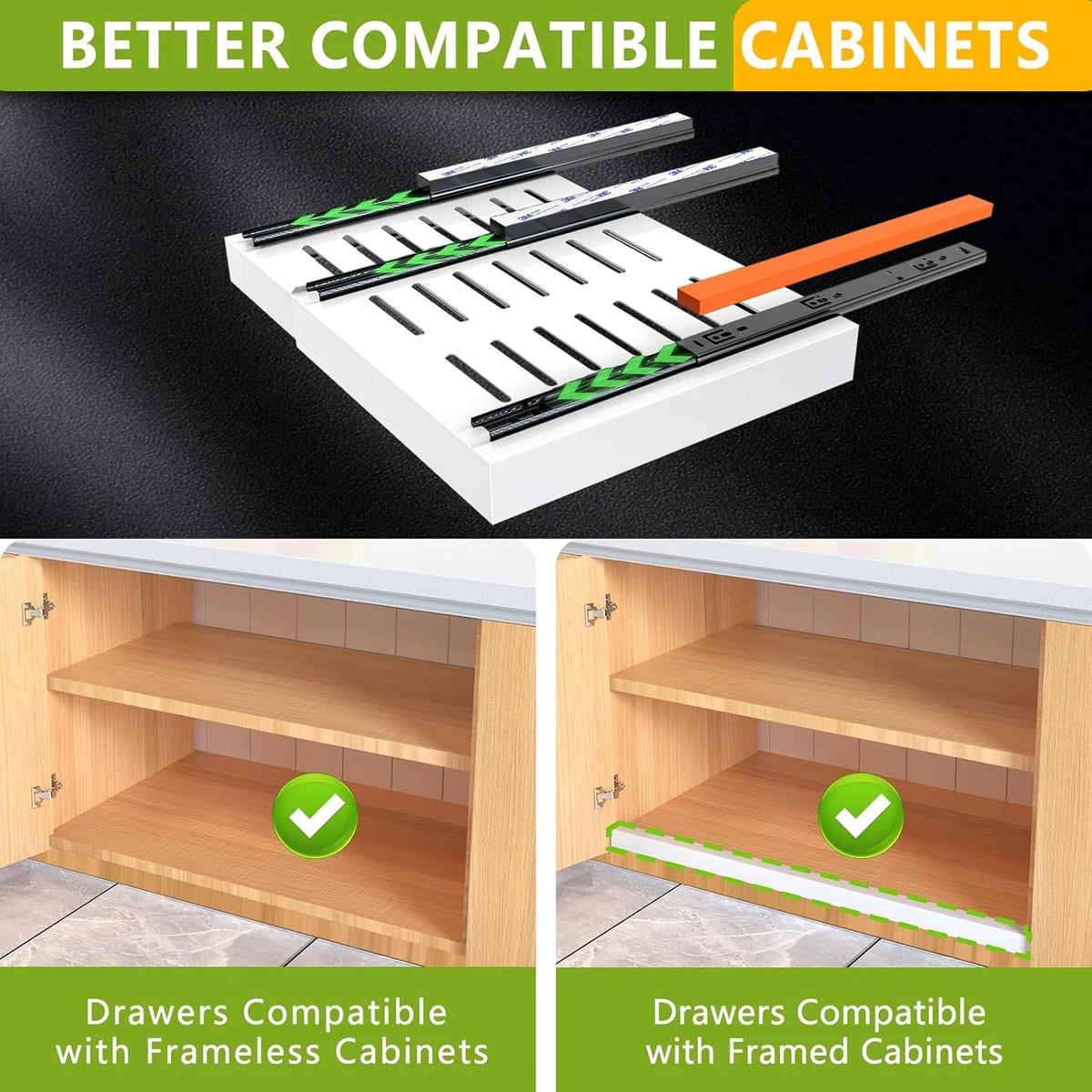 4 Pack Pull Out Cabinet Organizer, 21Deep Slide Out Drawer Organizers, White P2382