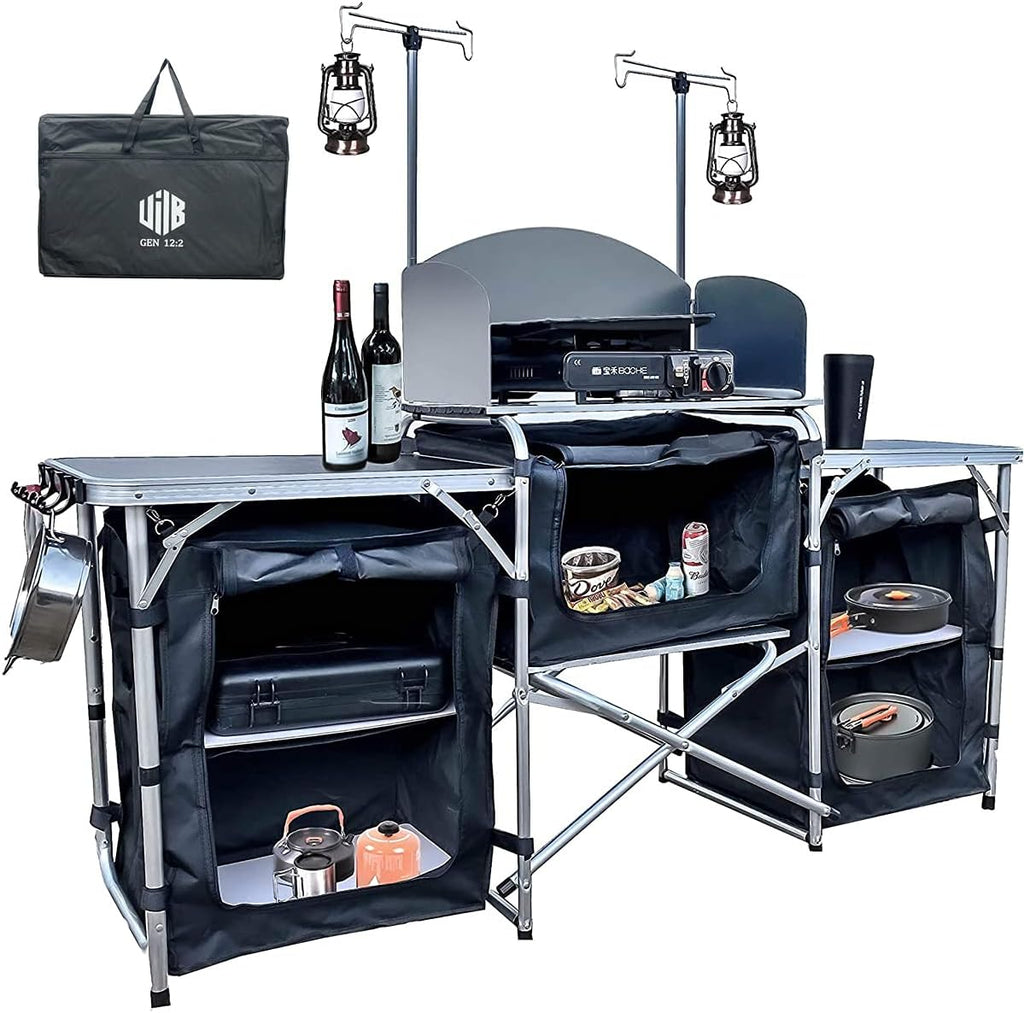 Multifunctional Aluminum Folding Camping Table with Storage Organizer M43982