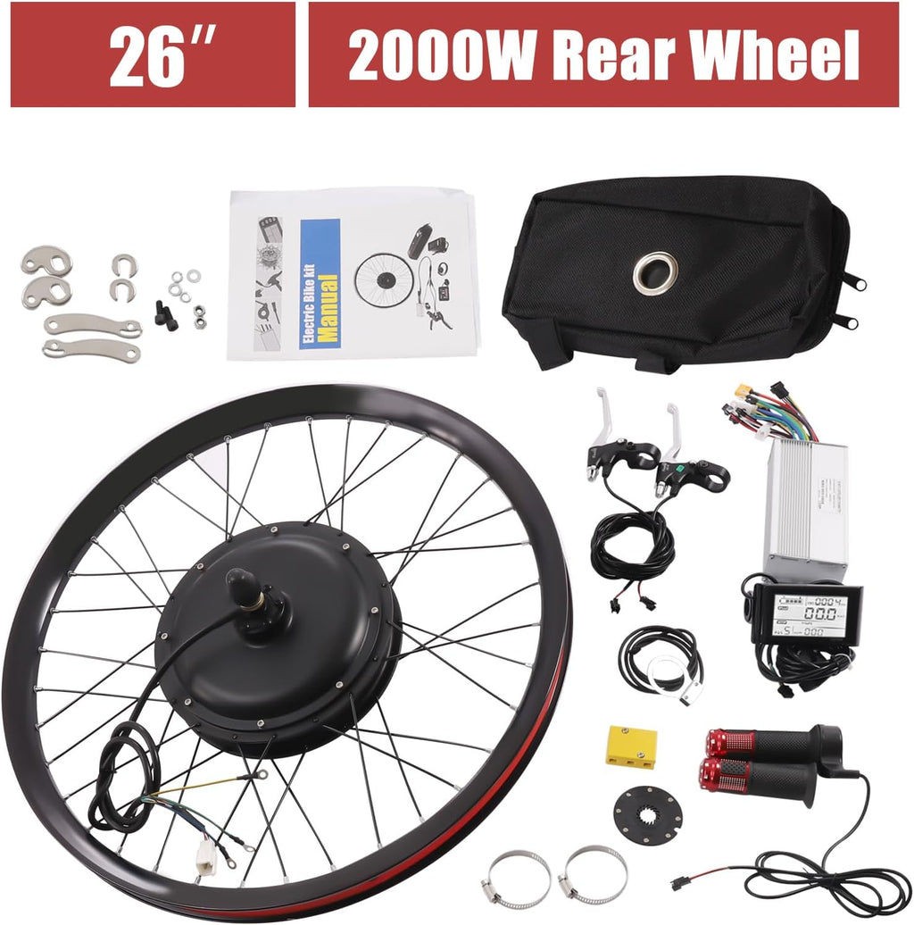 Electric Bicycle Wheel Kit Front/Rear Wheel Hub Motor Electric Bike Conversion Kit with LCD Display O4797