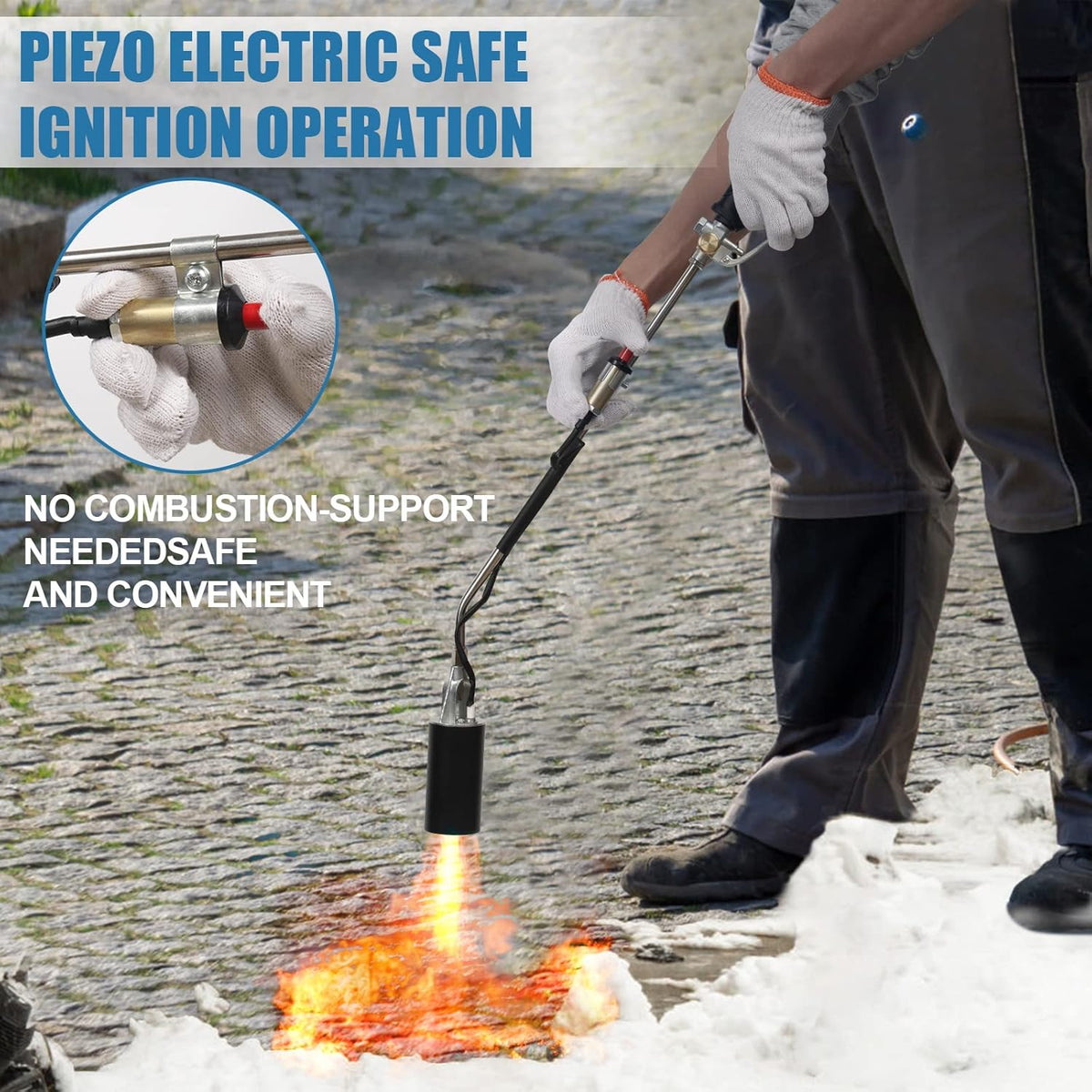 Propane Weed Torch Burner 700000 BTU with Push Button Igniter and 6.5 FT Hose J28662