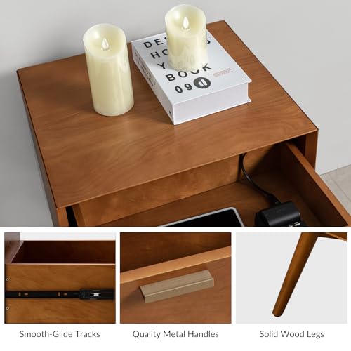 Acorn Wood Nightstand with USB Ports J66327