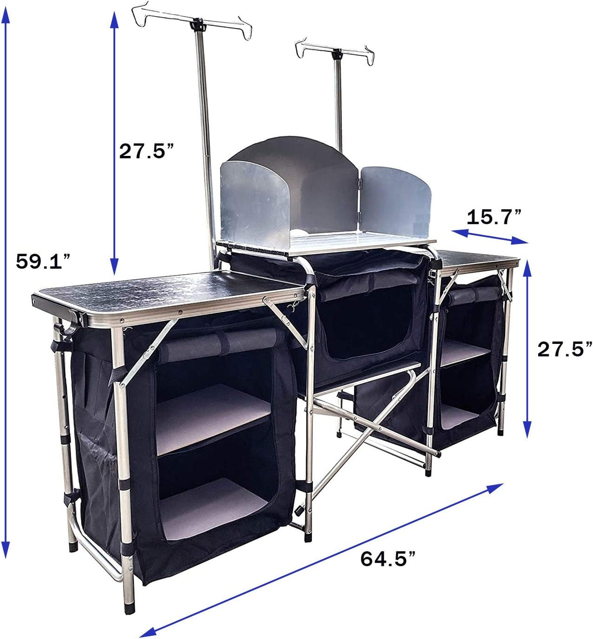Multifunctional Aluminum Folding Camping Table with Storage Organizer M43982