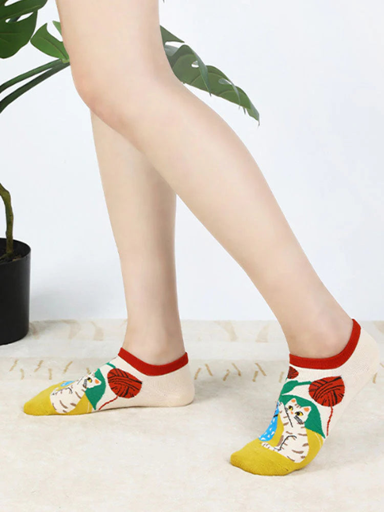 Cartoon Kitty Boat Socks Z273063