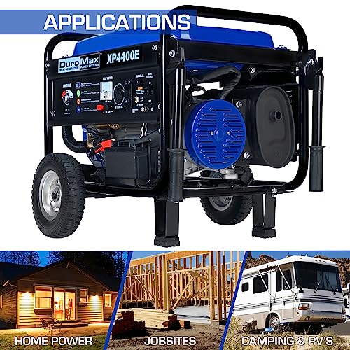 Blue Black Gas Powered Portable Generator 4400 Watt Electric Start K235698