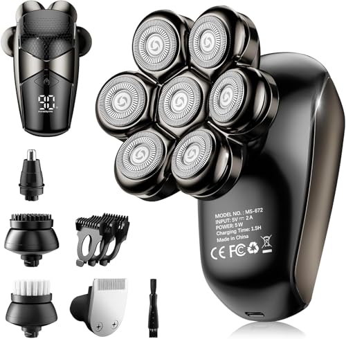 Detachable Head Electric Razor 7D Rotary Shaver Grooming Kit with Type-C Charge S309276