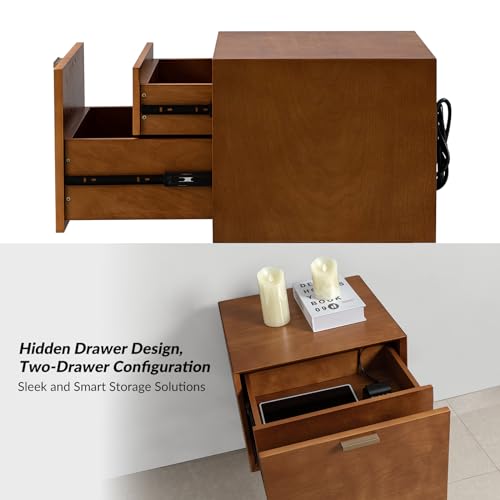 Acorn Wood Nightstand with USB Ports J66327