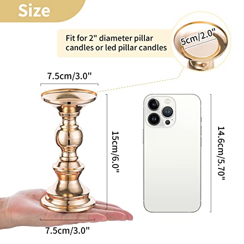 2 Pcs Gold Metal Pillar Candle Holders N6791