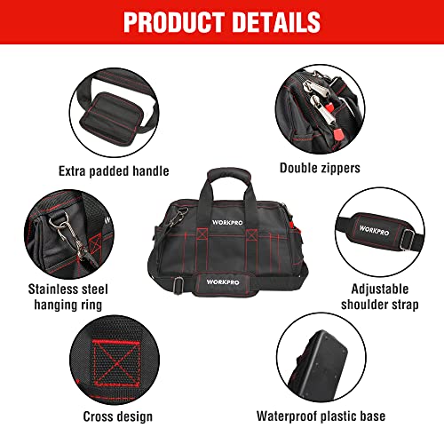 16-inch Wide Mouth Tool Storage Bag with Water Proof Rubber Base M437754