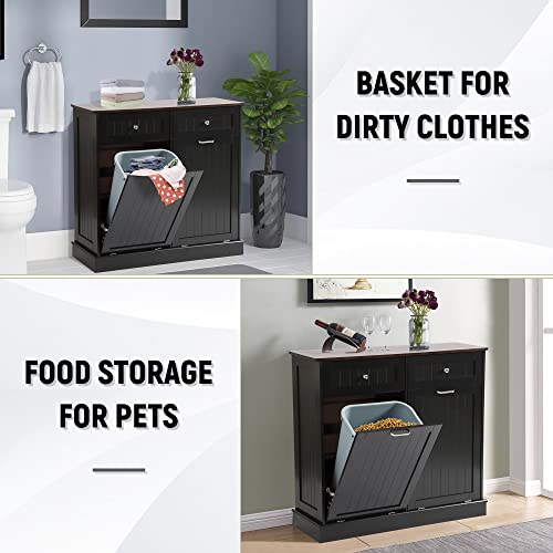Teal Wood Tilt Out Trash Can Cabinet with Double Hidden Trash Can Holder Q284664
