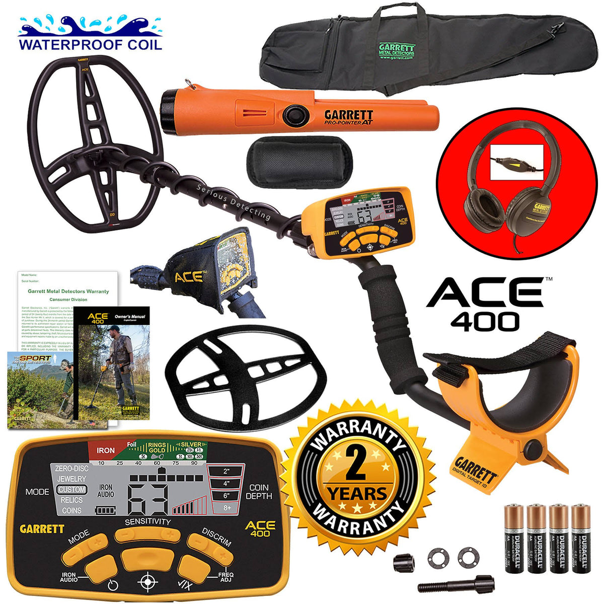 Metal Detector with Waterproof Coil and Carry Bag Q596
