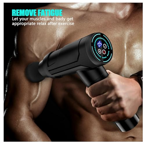 Black Percussion Massage Gun with 6 Replacement Heads I513