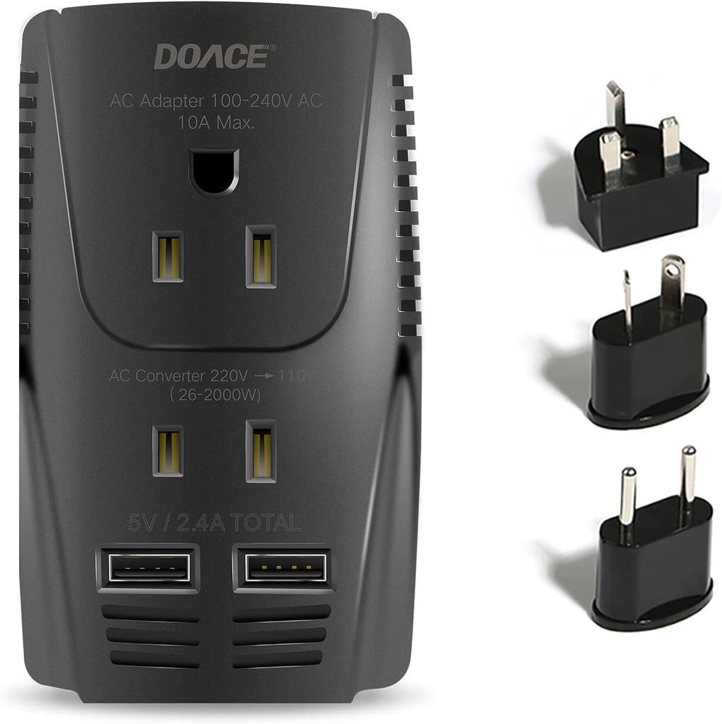 2000W Travel Voltage Converter with 2 USB and EU/UK/AU/US Plugs L7744
