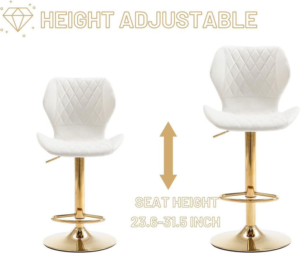 Cream Velvet Swivel Bar Stools Set of 4 S178