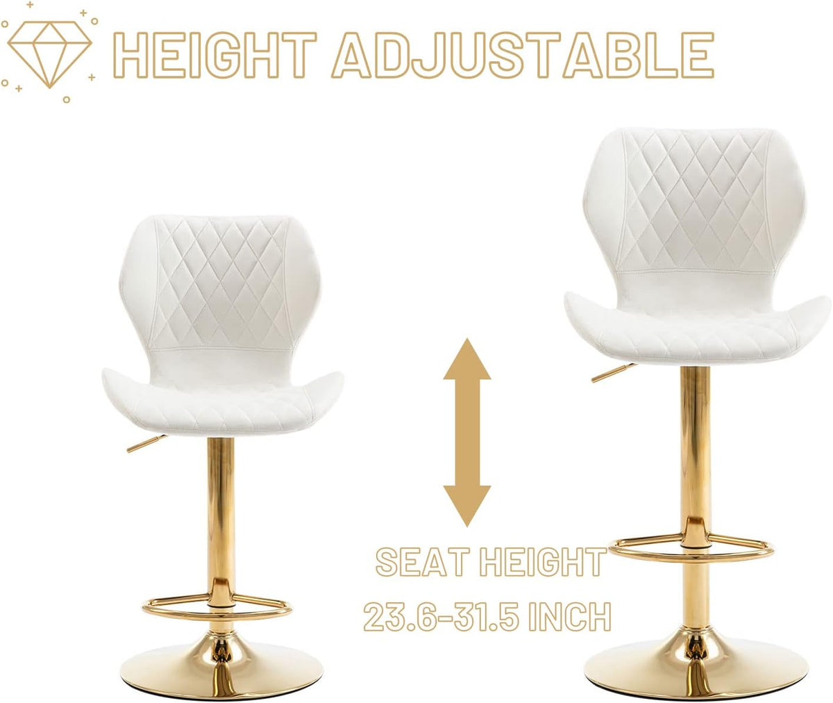 Cream Velvet Swivel Bar Stools Set of 4 S178
