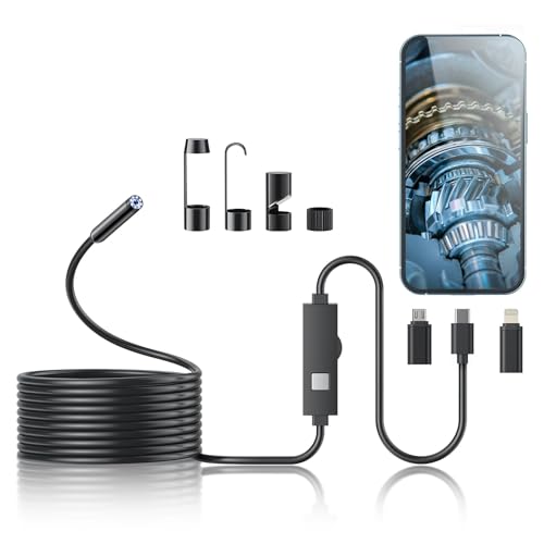 1920P HD Borescope with 8 Adjustable LED Lights, 16.4ft Semi-Rigid Snake Camera V575828