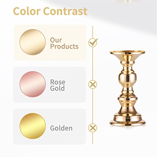 2 Pcs Gold Metal Pillar Candle Holders N6791