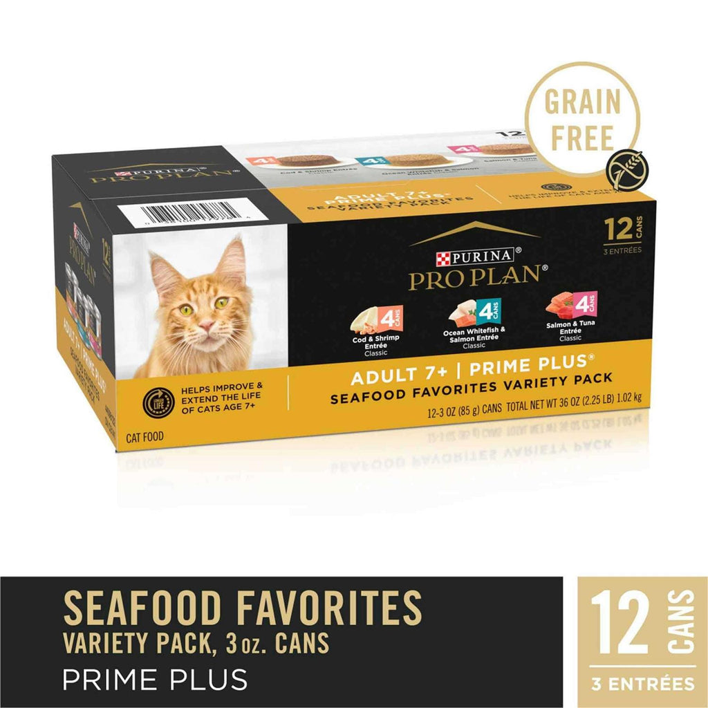 Grain-Free Senior Pate Seafood Favorites Wet Cat Food Variety Pack Y86945