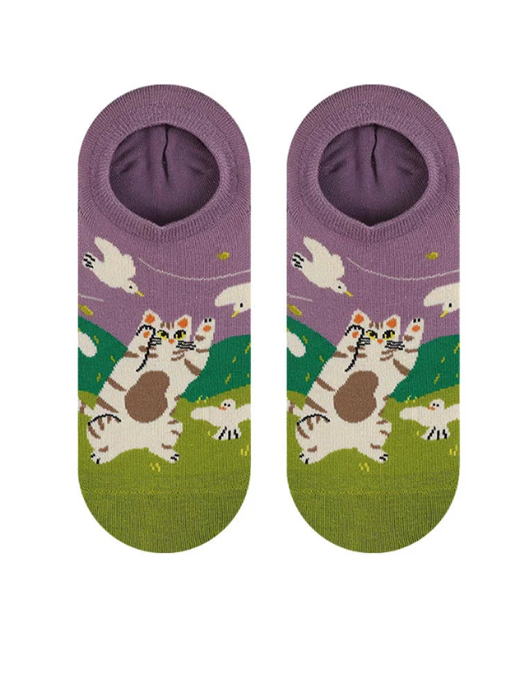 Cartoon Kitty Boat Socks Z273063