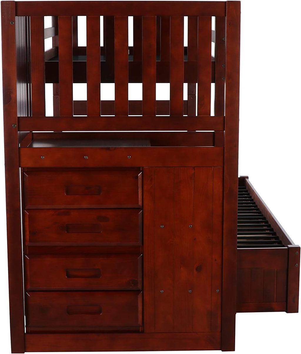 Twin Over Full Staircase Bunk Bed with 3 Drawers R956
