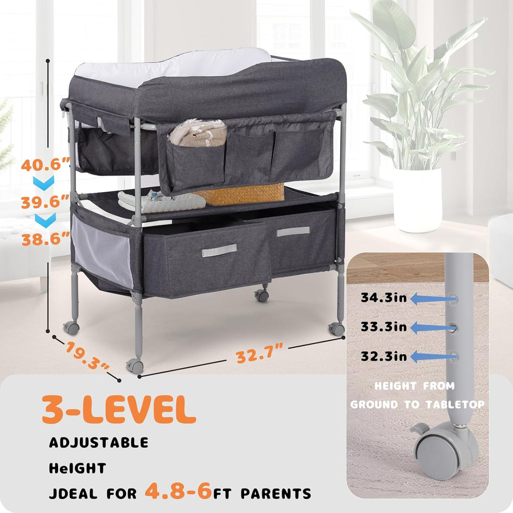 Portable Foldable Changing Table with 2 Storage Baskets U994740