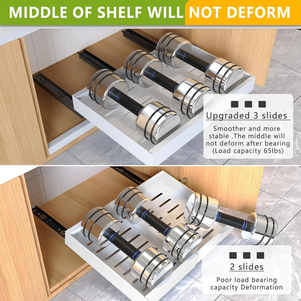 4 Pack Pull Out Cabinet Organizer, 21Deep Slide Out Drawer Organizers, White P2382