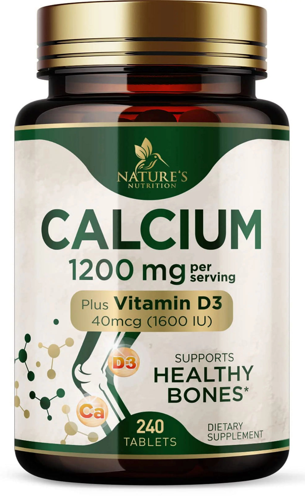 240 Tablets Calcium 1200 mg with Vitamin D3 Dietary Supplement O877261