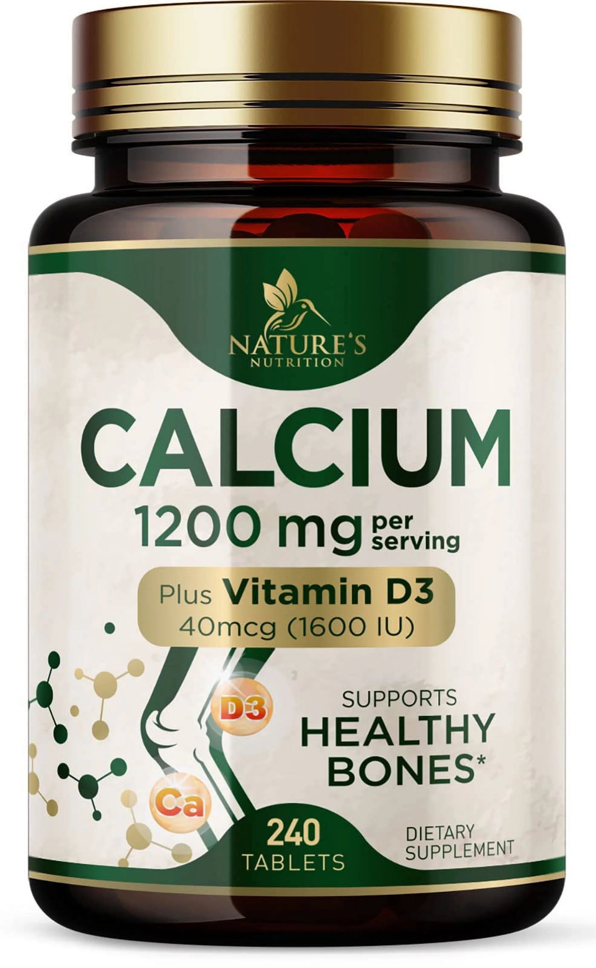 240 Tablets Calcium 1200 mg with Vitamin D3 Dietary Supplement O877261