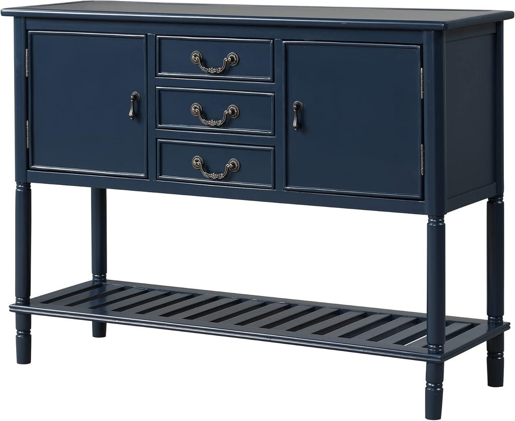 Solid Wood Console Table with 3 Drawers, 2 Cabinet and 1 Shelf F93453