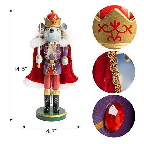 3 Set Christmas Nutcrackers Figures, 7 Inch Handmade Wooden Nutcracker Decorations I11569