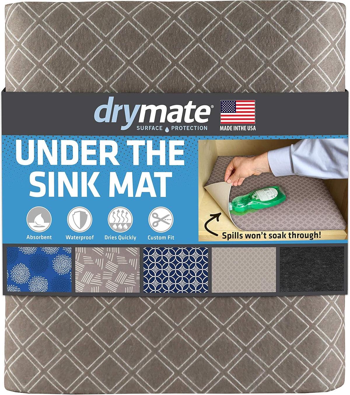 Under The Sink Mat, Cabinet Protection Mat, Shelf Liner - Absorbent Waterproof Slip-Resistant Machine Washable V349
