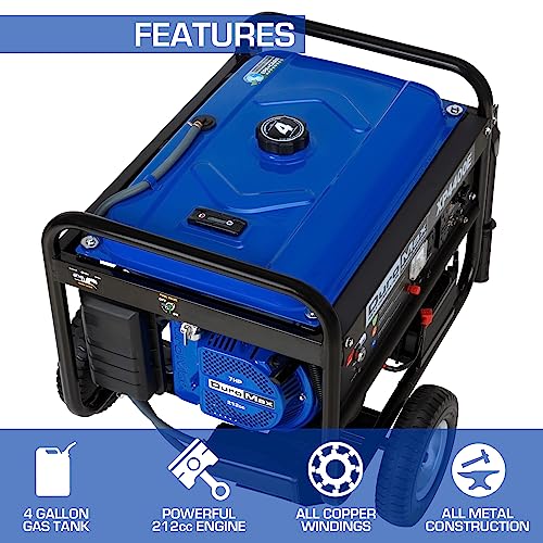 Blue Black Gas Powered Portable Generator 4400 Watt Electric Start K235698