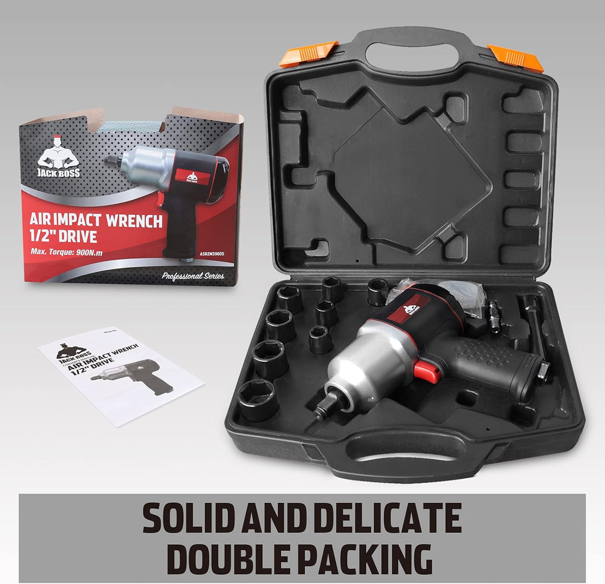 1/2-Inch Drive Air Impact Wrench with 8 Sockets & Case S68686