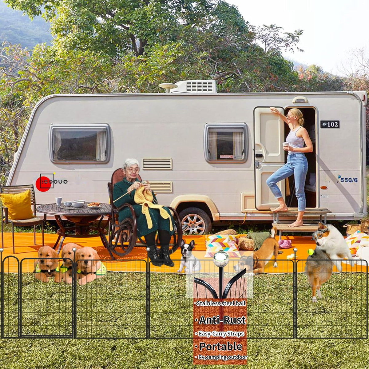 32'' Portable Metal Dog Playpen with 6 Panels X421