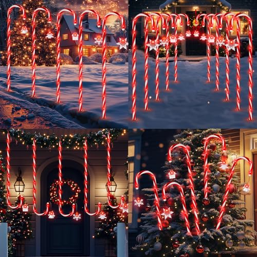 20 Pack 110 LED 41 inch Solar Candy Cane Pathway Lights with 8 Modes C728