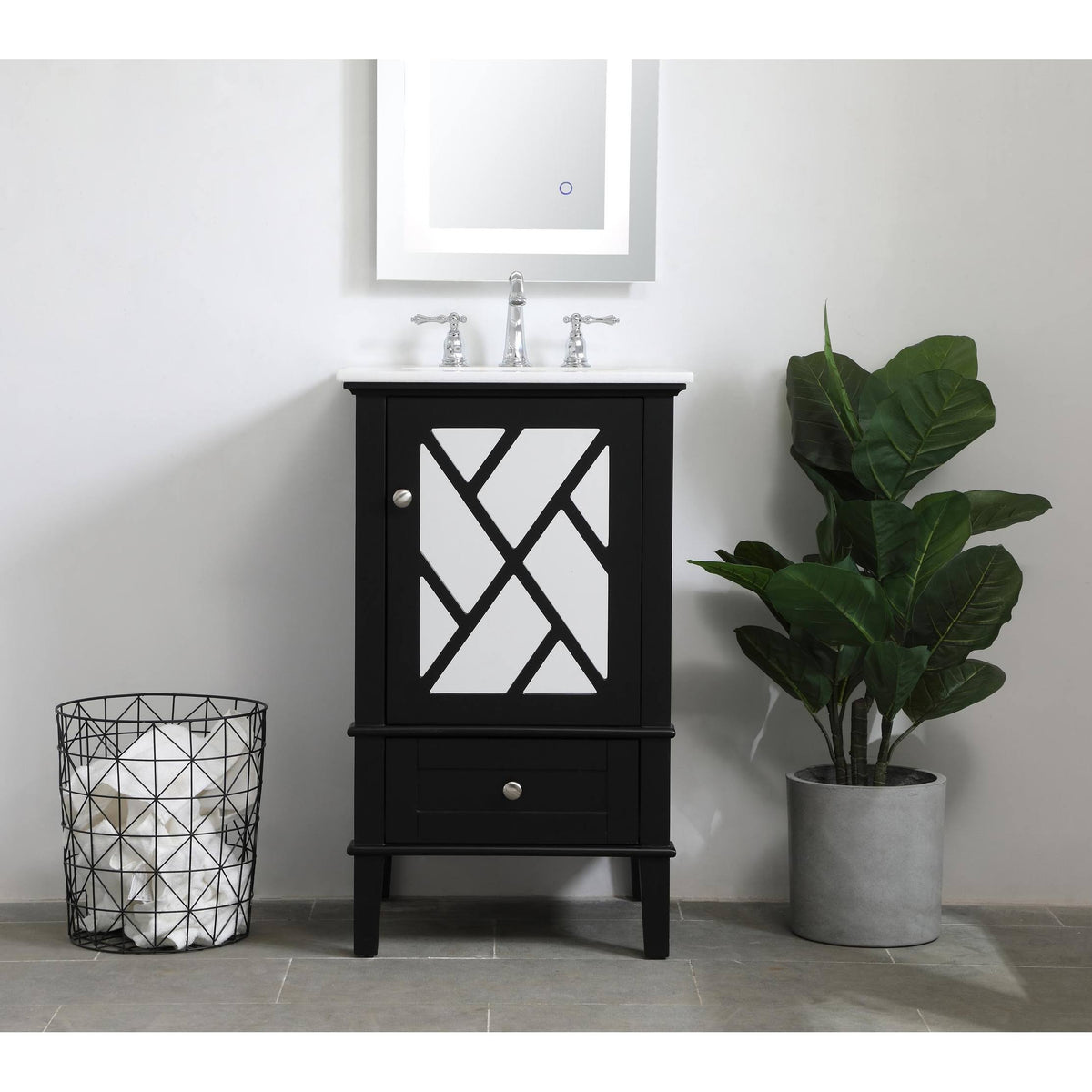 Grey Vanity Cabinet Set with Marble Top S475576