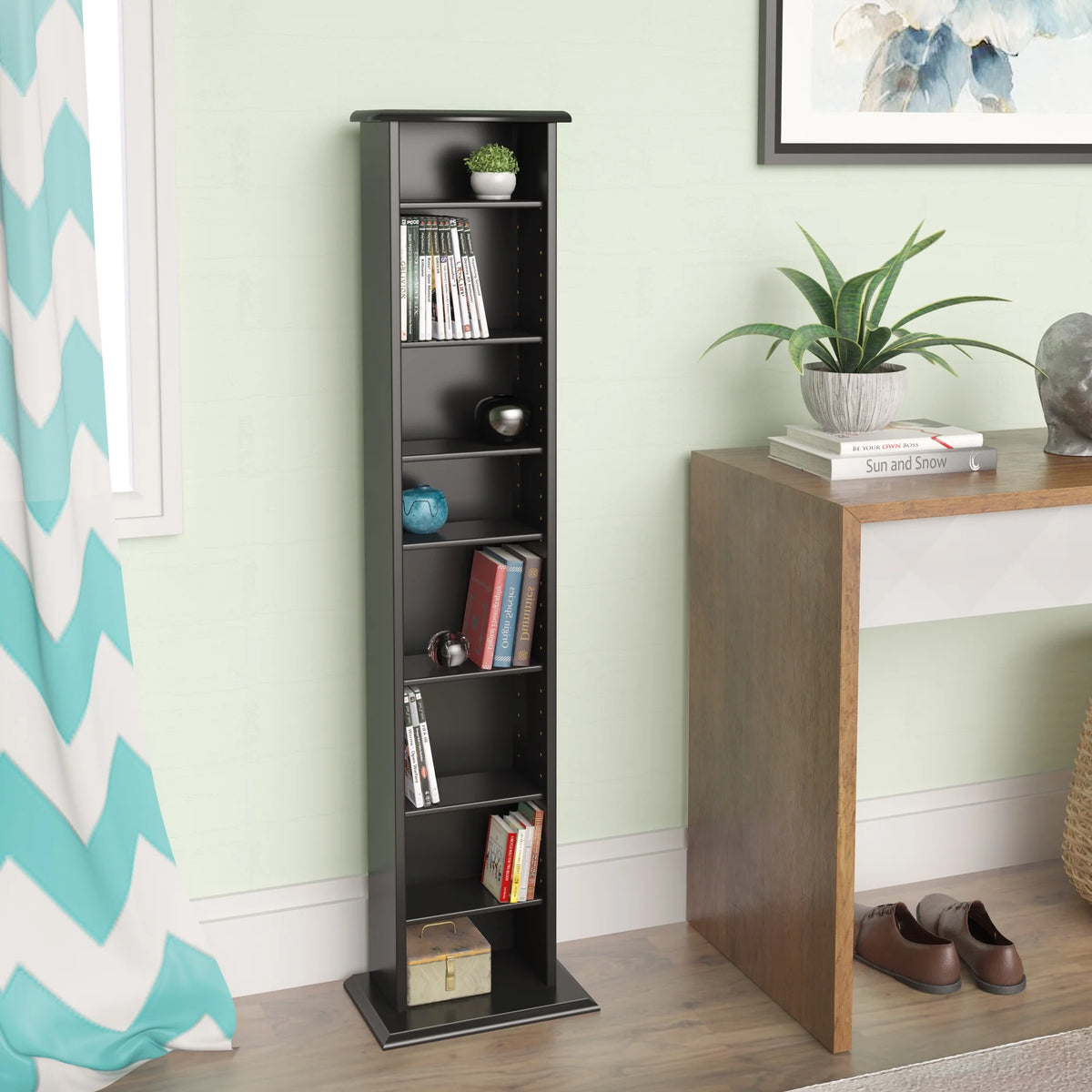 51" Black Wall Media Storage Rack V678813