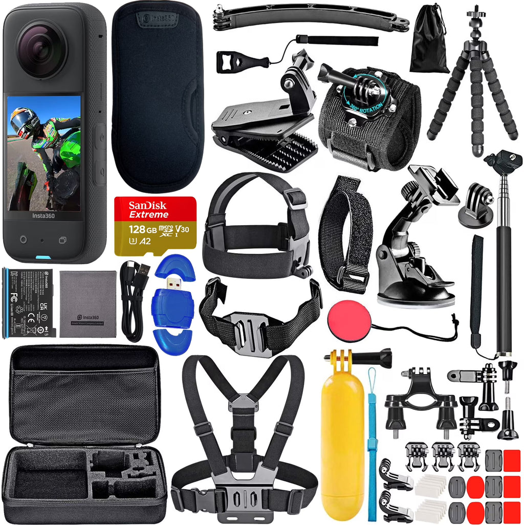 Waterproof 360 Action Camera Bundle with 128GB Memory Card and Accessory Kit H206223