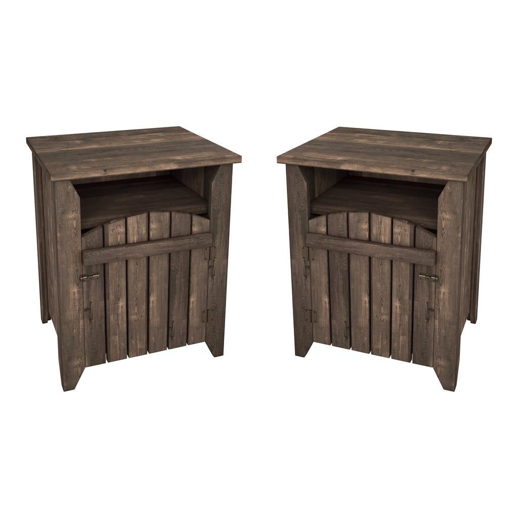 Rustic Oak 20-inch 2-Shelf Side Table Set of 2 P85565