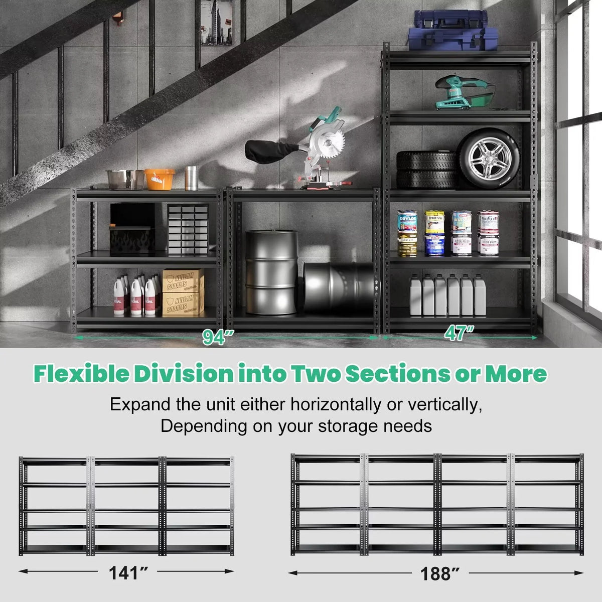 5 Tier Heavy Duty Metal Storage Shelves S2470