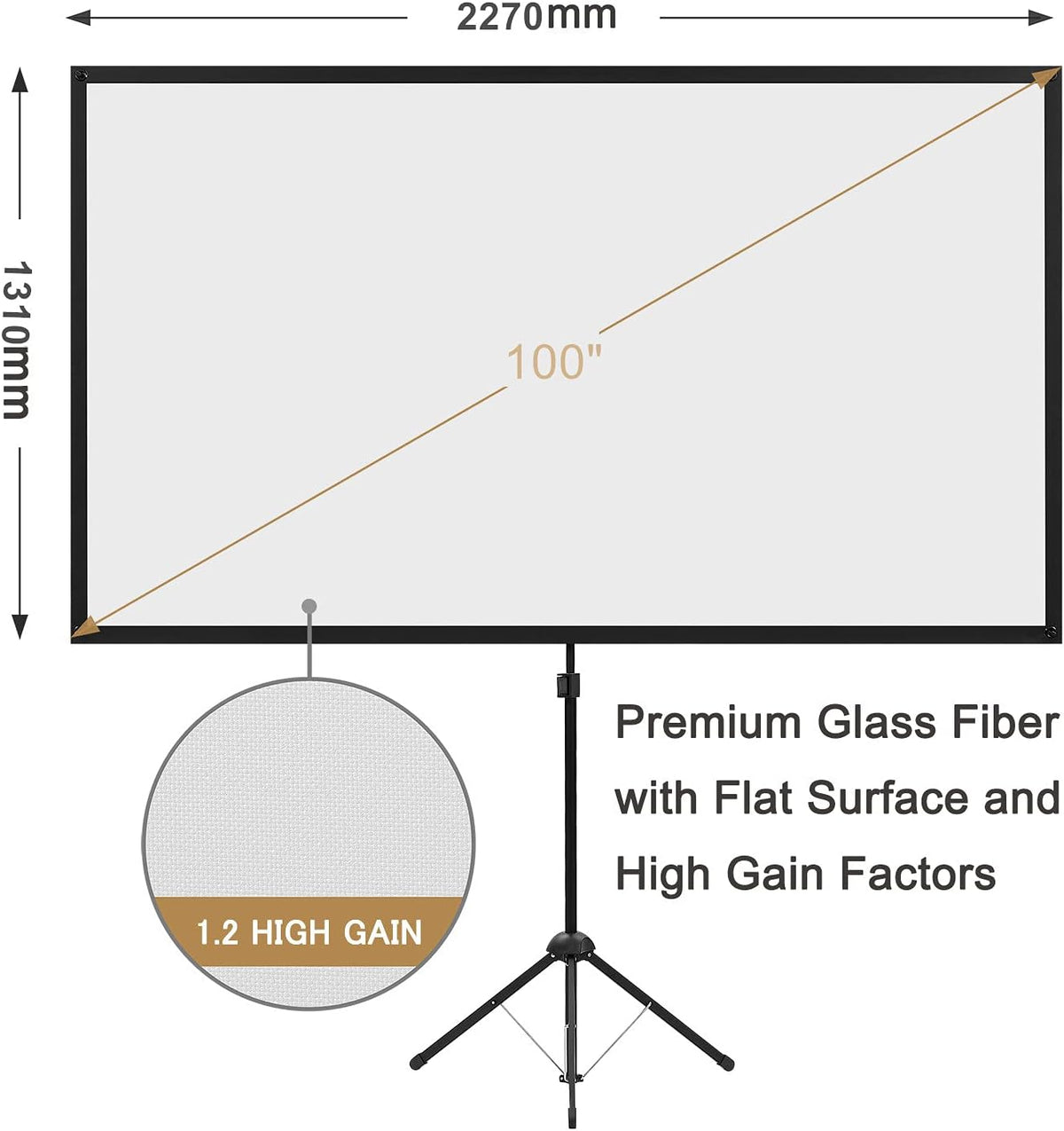 80 Inch 16:9 Portable Projector Screen with Stand M333644