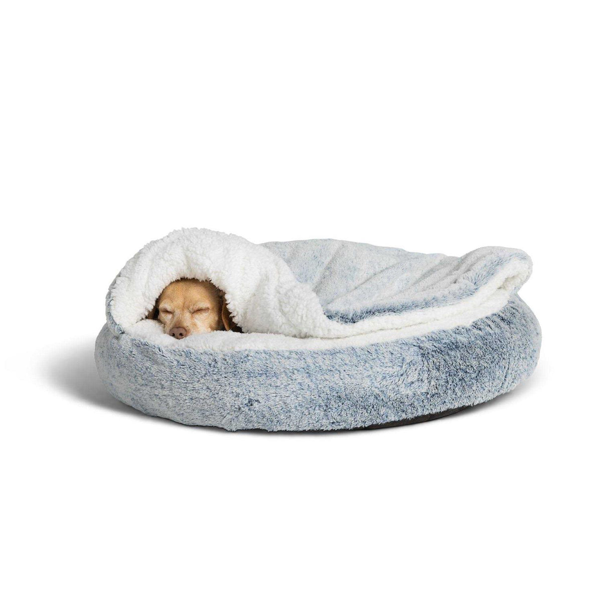 Faux Fur Snuggler Dog Bed in Blue T82393
